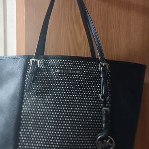 Michael Kors Black Textured Leather Tote